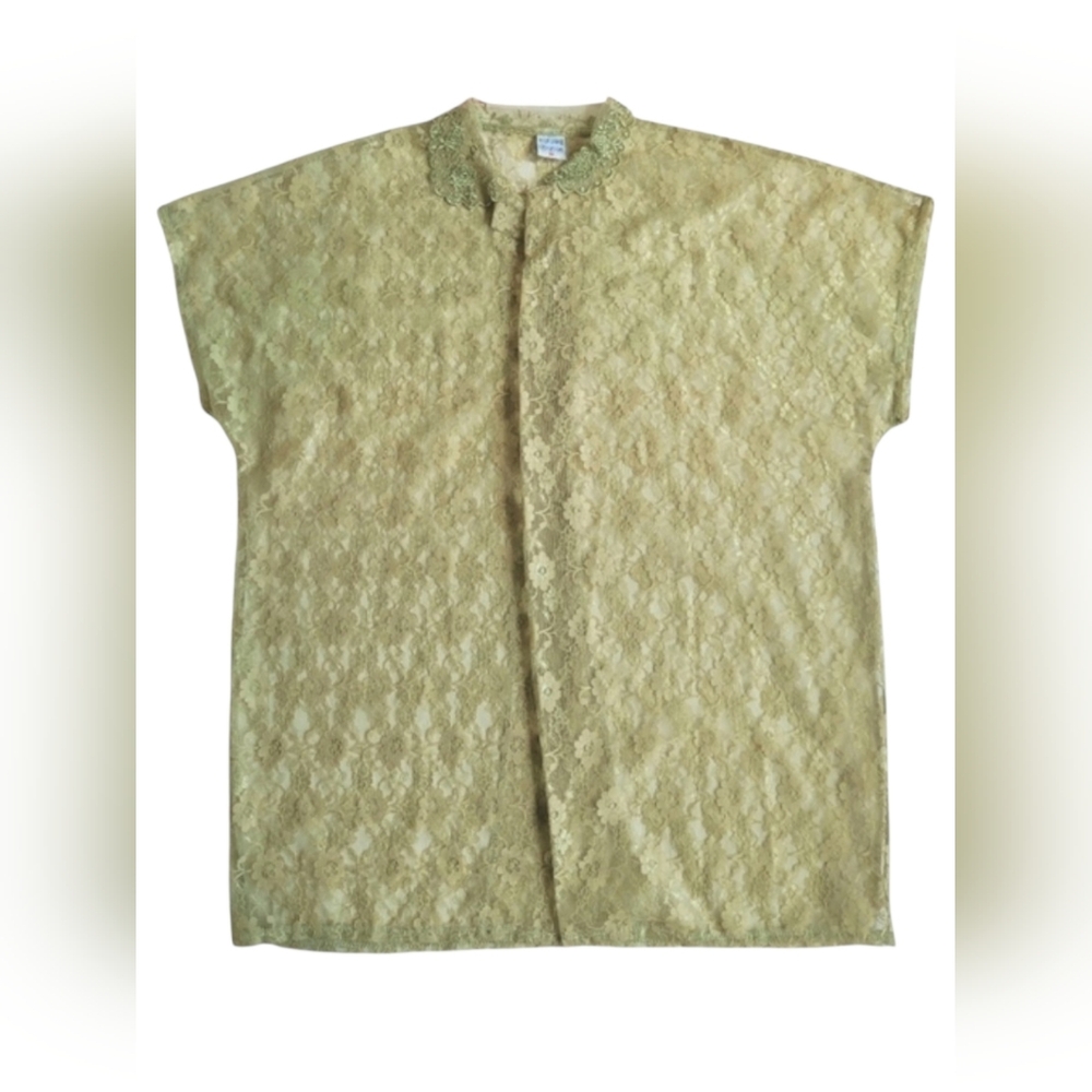 Vintage Open Front Lace Blouse For Layering Fairycore Cottagecore medium